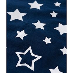 Babyhug Cotton Knit Full Sleeves Front Open Co-ords Night Suit with Star Print - Navy Blue