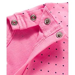 Babyhug Cotton Knit Full Sleeves Night Suit with Polka Dot Print & Bunny Patch - Navy Blue & Pink