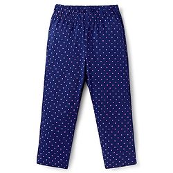 Babyhug Cotton Knit Full Sleeves Night Suit with Polka Dot Print & Bunny Patch - Navy Blue & Pink