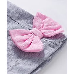 Babyhug Cotton Knit Full Sleeves Night Suit With Polka Dot Print - Pink & Grey