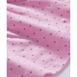 Babyhug Cotton Knit Full Sleeves Night Suit With Polka Dot Print - Pink & Grey