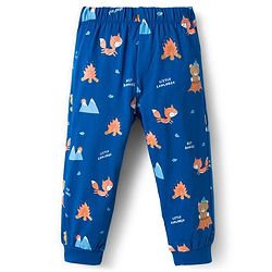 Babyhug Cotton Knit Full Sleeves Night Suit with Jungle Theme Print - Navy Blue