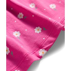 Babyhug Cotton Knit Full Sleeves Co-ords Front Open Night Suit with Floral Print - Pink