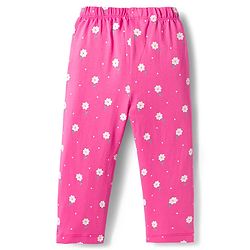 Babyhug Cotton Knit Full Sleeves Co-ords Front Open Night Suit with Floral Print - Pink