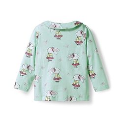 Babyhug Cotton Knit Full Sleeves Co-ord Night Suit With Bunny Print - Sea Green