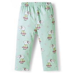 Babyhug Cotton Knit Full Sleeves Co-ord Night Suit With Bunny Print - Sea Green