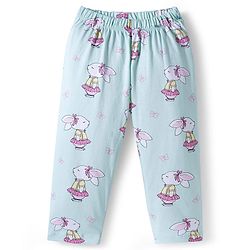 Babyhug Cotton Knit Full Sleeves Co-ord Night Suit With Bunny Print - Sea Green
