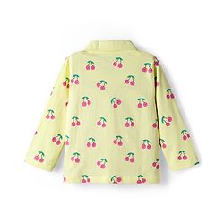 Babyhug Cotton Knit Full Sleeves Co-ord Night Suit With Cherry Print - Yellow