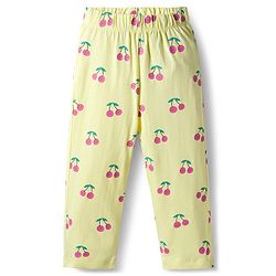 Babyhug Cotton Knit Full Sleeves Co-ord Night Suit With Cherry Print - Yellow