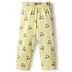 Babyhug Cotton Knit Full Sleeves Co-ord Night Suit With Cherry Print - Yellow