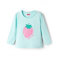 Babyhug Cotton Knit Full Sleeves Night Suit with Strawberry Print - Mint