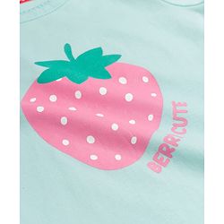 Babyhug Cotton Knit Full Sleeves Night Suit with Strawberry Print - Mint