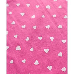 Babyhug Cotton Knit Full Sleeves Co-ords Night Suit with Heart Print - Pink