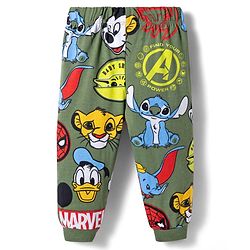 Babyhug Disney 100% Cotton Knit Full Sleeves Co-Ords T-Shirt & Pyjama Night Suit With Disney Character Print - Olive Green