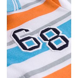 Babyhug Cotton Knit Full Sleeves Striped Polo T-Shirt - Multicolor