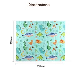 Babyhug Reversible Foldable Dino Theme Learning & Play Floor Mat 180x150 cm|Thickness 8 mm|Waterproof & Soft Foam|Colorful Crawling & Baby Massage Mat|Ideal to Gift|Easy to Fold & Carry| 0-12 Yrs|BIS