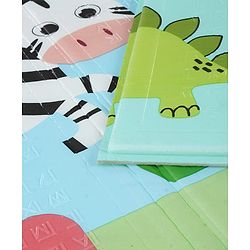 Babyhug Reversible Foldable Dino Theme Learning & Play Floor Mat 180x150 cm|Thickness 8 mm|Waterproof & Soft Foam|Colorful Crawling & Baby Massage Mat|Ideal to Gift|Easy to Fold & Carry| 0-12 Yrs|BIS