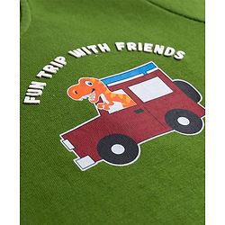 Babyhug Cotton Knit Full Sleeves T-Shirt with Dino Front & Back Graphic - Green