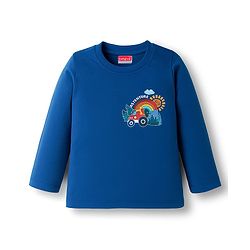 Babyhug Cotton Knit Full Sleeves T-Shirt With Dino Print - Navy Blue