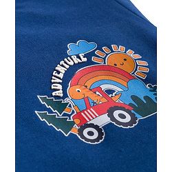 Babyhug Cotton Knit Full Sleeves T-Shirt With Dino Print - Navy Blue