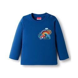 Babyhug Cotton Knit Full Sleeves T-Shirt With Dino Print - Navy Blue