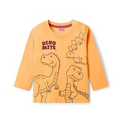 Babyhug Cotton Knit Full Sleeves T-Shirt With Dino Print - Yellow