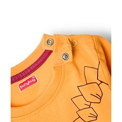 Babyhug Cotton Knit Full Sleeves T-Shirt With Dino Print - Yellow