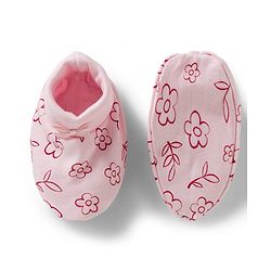 Babyhug 100% Cotton Knit Mittens & Booties With Floral Print - Pink