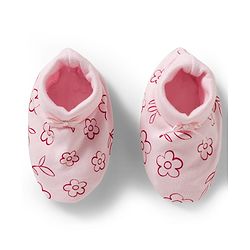 Babyhug 100% Cotton Knit Mittens & Booties With Floral Print - Pink