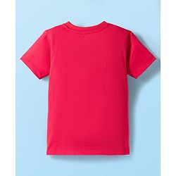 Babyhug Disney Single Jersey Knit Half Sleeves Shorts Night Suit With Cars Graphics - Dark Pink