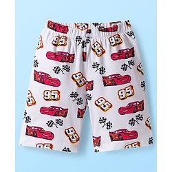 Babyhug Disney Single Jersey Knit Half Sleeves Shorts Night Suit With Cars Graphics - Dark Pink
