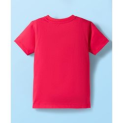 Babyhug Disney Single Jersey Knit Half Sleeves Shorts Night Suit With Cars Graphics - Dark Pink
