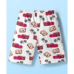 Babyhug Disney Single Jersey Knit Half Sleeves Shorts Night Suit With Cars Graphics - Dark Pink