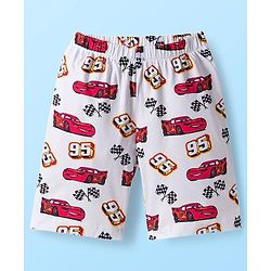 Babyhug Disney Single Jersey Knit Half Sleeves Shorts Night Suit With Cars Graphics - Dark Pink