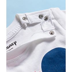 Babyhug Disney Single Jersey Knit Half Sleeves Shorts Night Suit With Mickey Mouse Graphics - White