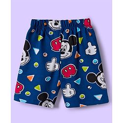 Babyhug Disney Single Jersey Knit Half Sleeves Shorts Night Suit With Mickey Mouse Graphics - White
