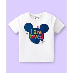 Babyhug Disney Single Jersey Knit Half Sleeves Shorts Night Suit With Mickey Mouse Graphics - White