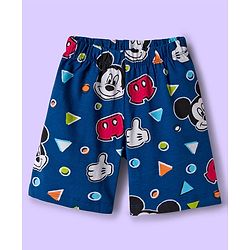 Babyhug Disney Single Jersey Knit Half Sleeves Shorts Night Suit With Mickey Mouse Graphics - White