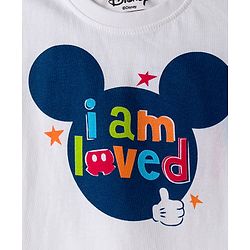 Babyhug Disney Single Jersey Knit Half Sleeves Shorts Night Suit With Mickey Mouse Graphics - White