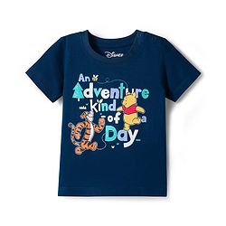 Babyhug Disney Single Jersey Knit Half Sleeves Shorts Night Suit With Winnie & Friends Print - Navy Blue