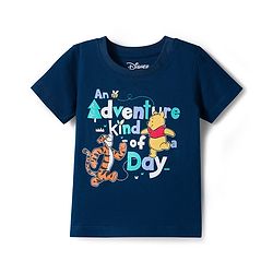Babyhug Disney Single Jersey Knit Half Sleeves Shorts Night Suit With Winnie & Friends Print - Navy Blue