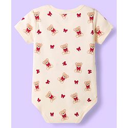 Babyhug 100% Cotton Onesies With Animal Print Pack Of 3 - Red Navy Blue & Cream