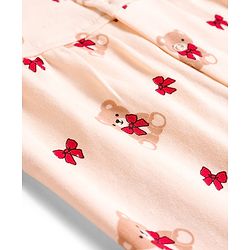Babyhug 100% Cotton Interlock Knit Frill Sleeves Rompers with Bear & Polka Dot Pack of 2 - Red & Cream