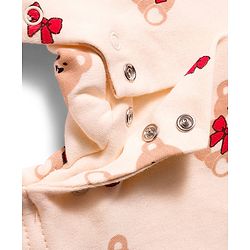 Babyhug 100% Cotton Interlock Knit Frill Sleeves Rompers with Bear & Polka Dot Pack of 2 - Red & Cream
