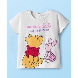 Babyhug Disney Single Jersey Knit Half Sleeves Shorts Night Suit With Winne & Friends Graphics - White