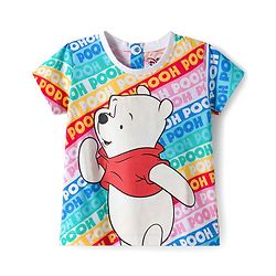 Babyhug Disney Single Jersey Knit Half Sleeves Shorts Night Suit With Winnie The Pooh Graphics - Light Blue