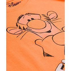 Babyhug Disney Single Jersey Knit Half Sleeves Shorts Night Suit With Tigger Graphics - Orange