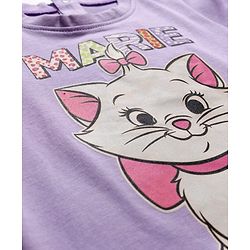 Babyhug Disney Single Jersey Knit Half Sleeves Shorts Night Suit With Marie Graphics - Lavender
