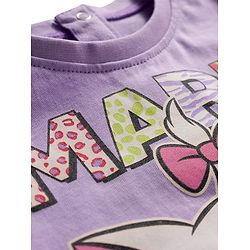 Babyhug Disney Single Jersey Knit Half Sleeves Shorts Night Suit With Marie Graphics - Lavender