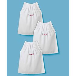 Babyhug Poplin Woven Back Tie Knot Jhablas With Floral Print Pack Of 3 - White